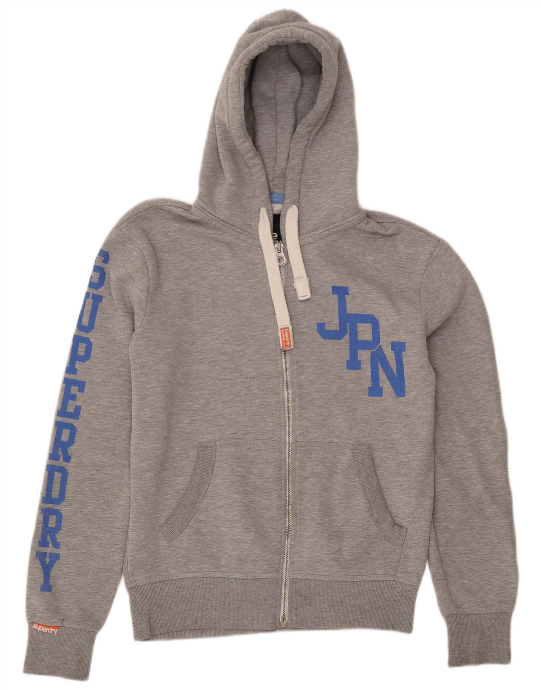 Superdry Herren-Kapuzenpullover mit grafischem Reißverschluss, mittelgraues Polyester