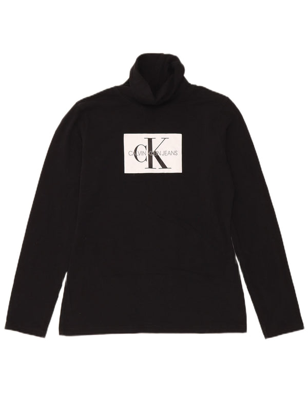 Calvin Klein Jeans Womens Graphic Top Long Sleeve UK 14 Large Black