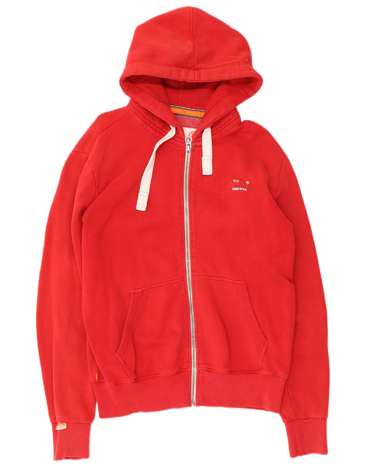 Superdry Herren-Kapuzenpullover mit Reißverschluss, groß, aus roter Baumwolle