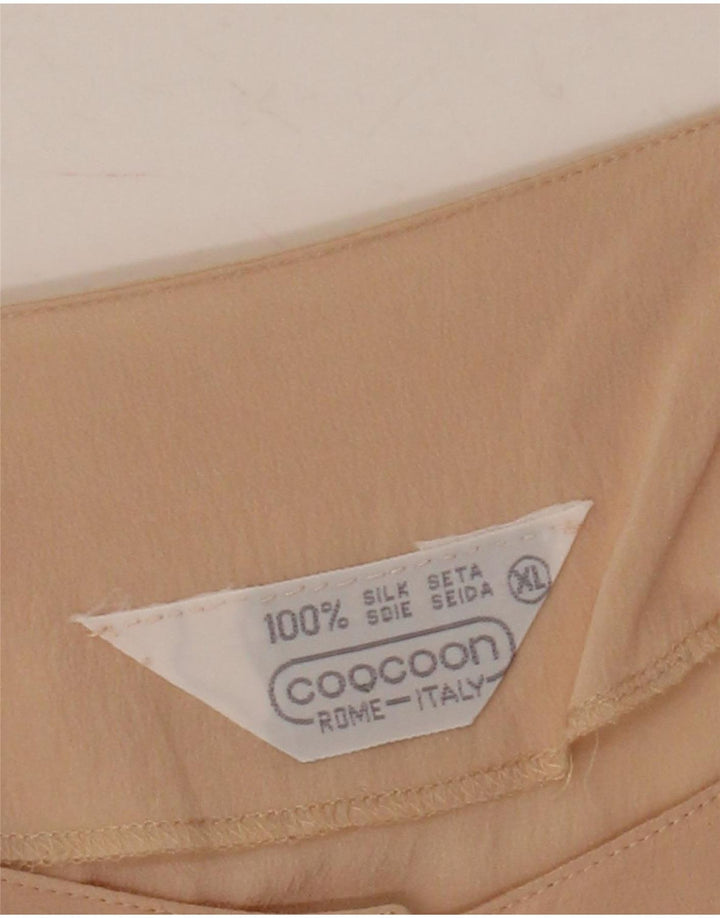 Coocoon Damen Kurzarm-Hemdbluse UK 18 XL Beige Seide