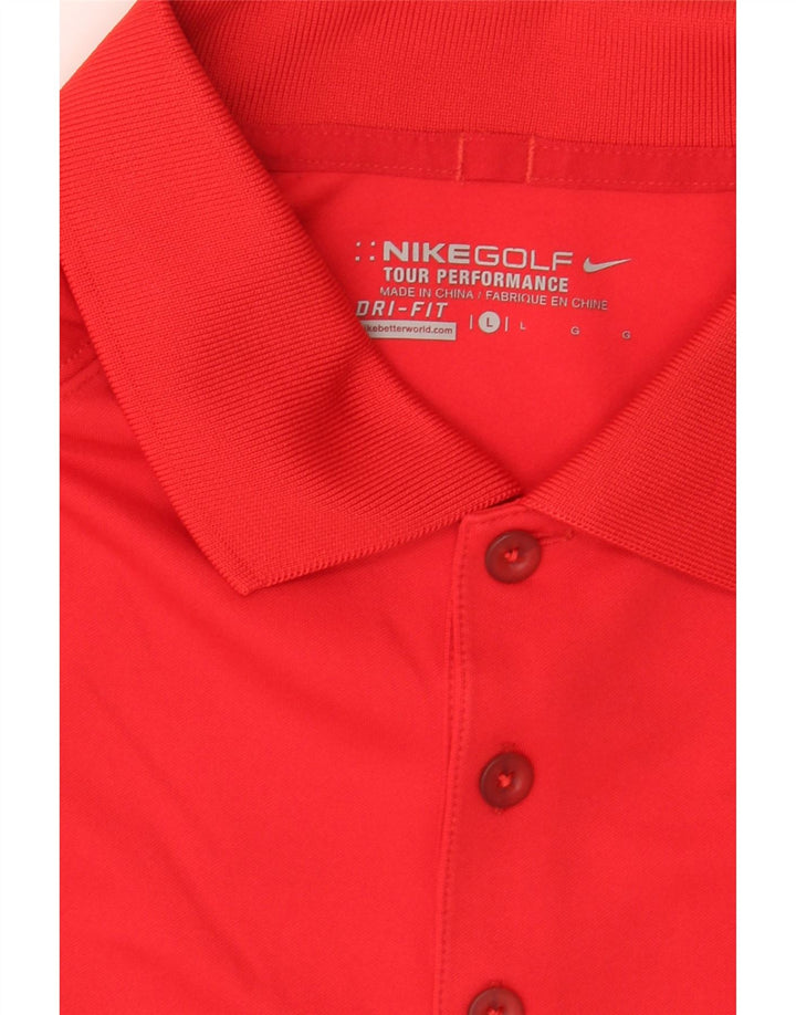 NIKE Mens Dri Fit Polo Shirt Large Red Polyester Vintage Nike and Second-Hand Nike from Messina Hembry 