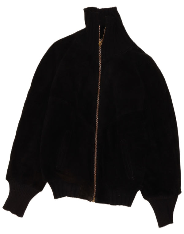 Vintage Herren Sherpa Lederjacke IT 44 XS Schwarz Retro