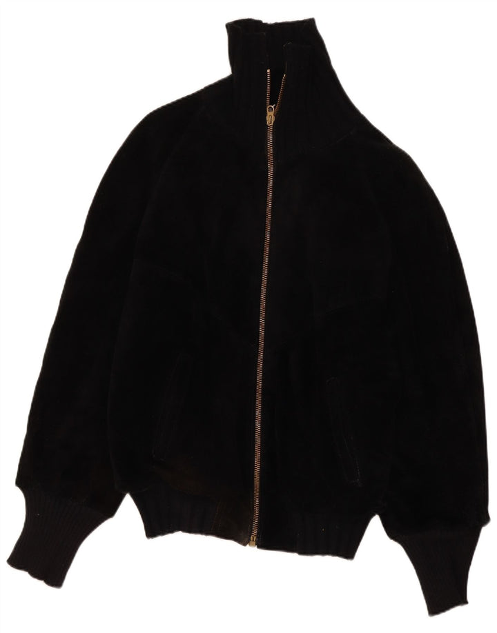 Vintage Herren Sherpa Lederjacke IT 44 XS Schwarz Retro