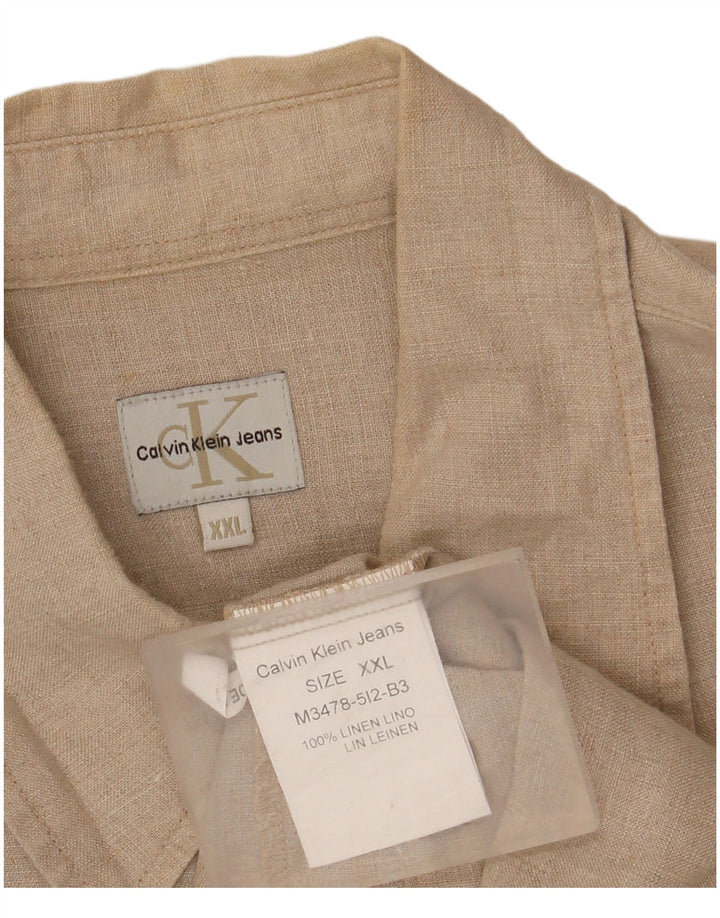 Calvin Klein Jeans Herrenhemd 2XL Beige Leinen
