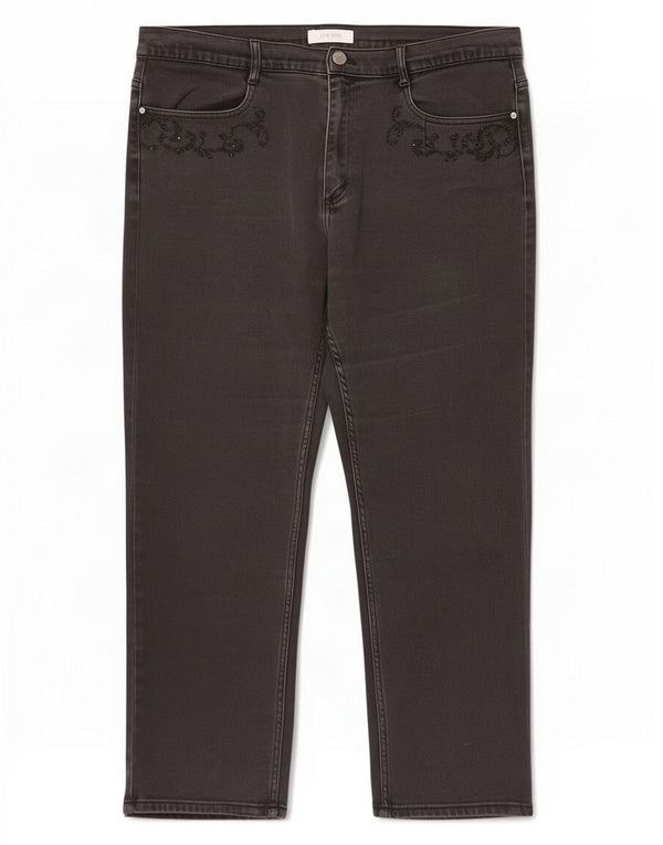 Marks & Spencer Damen Per Una Cropped Jeans UK 18 XL W36 L25 Schwarze Baumwolle