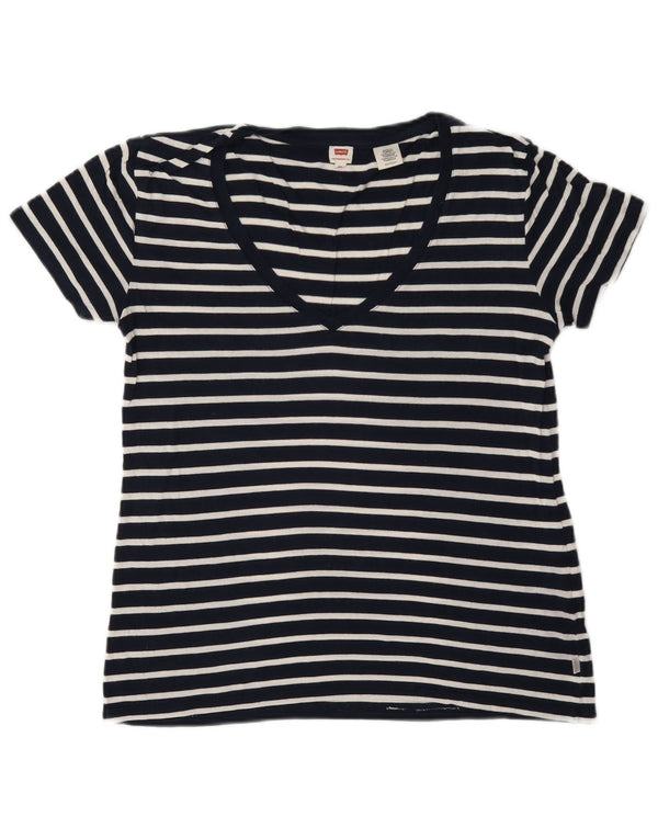 Levi's Damen Übergroßes T-Shirt-Oberteil UK 6 XS Marineblau gestreift