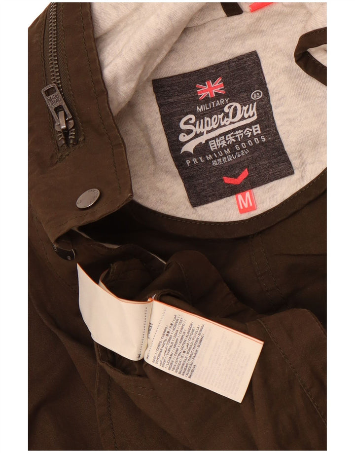 Superdry Damen-Bomberjacke mit Kapuze, UK 14, mittlere Khaki-Baumwolle