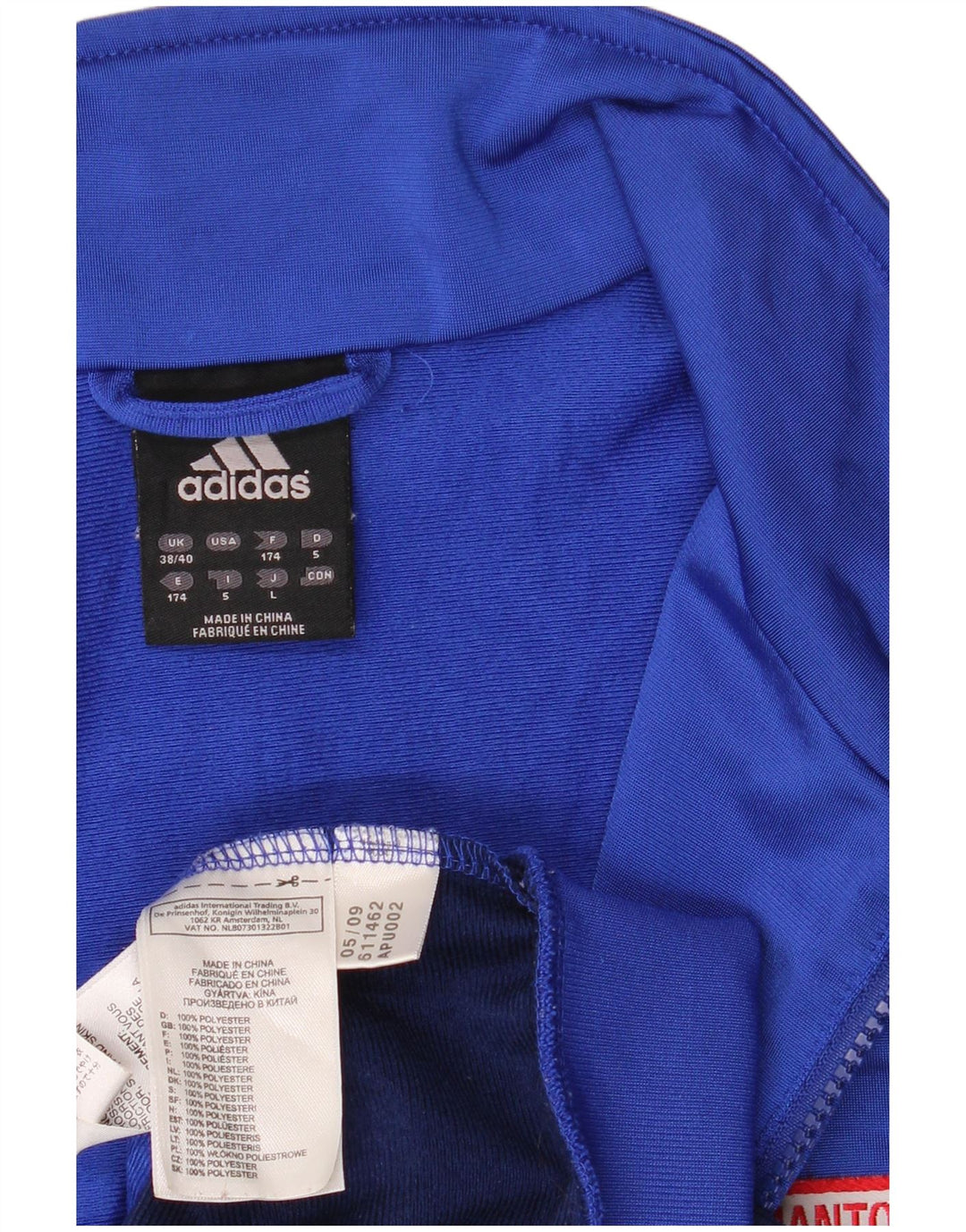 ADIDAS Herren-Trainingsanzugoberteil mit Grafik, UK 38/40, Mittelblau, Farbblock