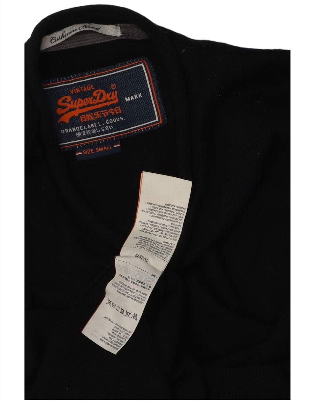 Superdry Herren-Pullover mit Rundhalsausschnitt, Größe S, schwarze Baumwolle