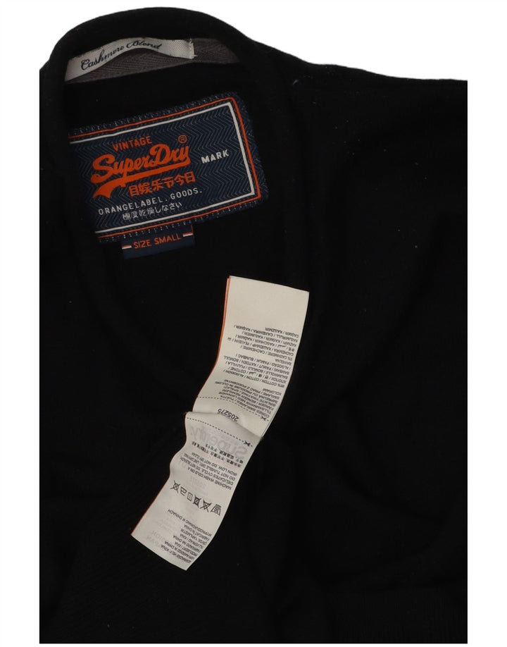 Superdry Herren-Pullover mit Rundhalsausschnitt, Größe S, schwarze Baumwolle