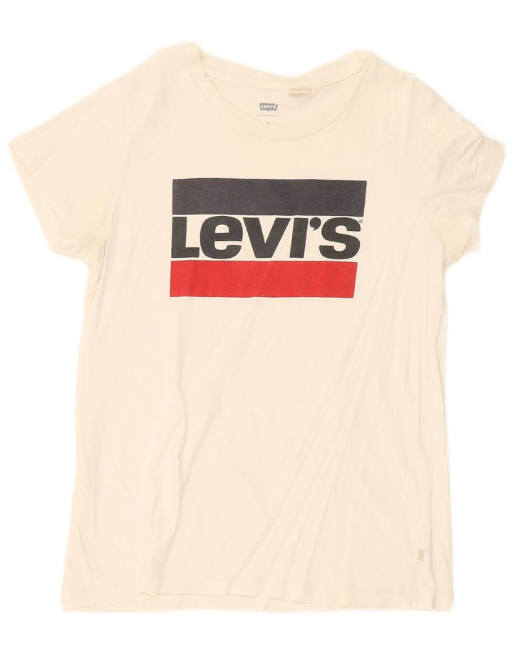 Levi's Damen Grafik-T-Shirt-Oberteil UK 12 Mittelweiß