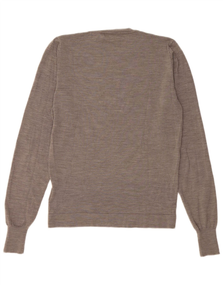Liu Jo Herren-Pullover mit Rundhalsausschnitt, mittelgraue Wolle