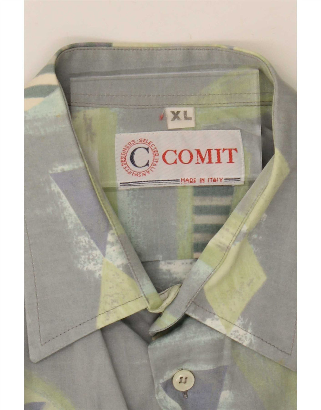 Vintage Herren Hemd mit abstraktem Muster XL Grau Viskose
