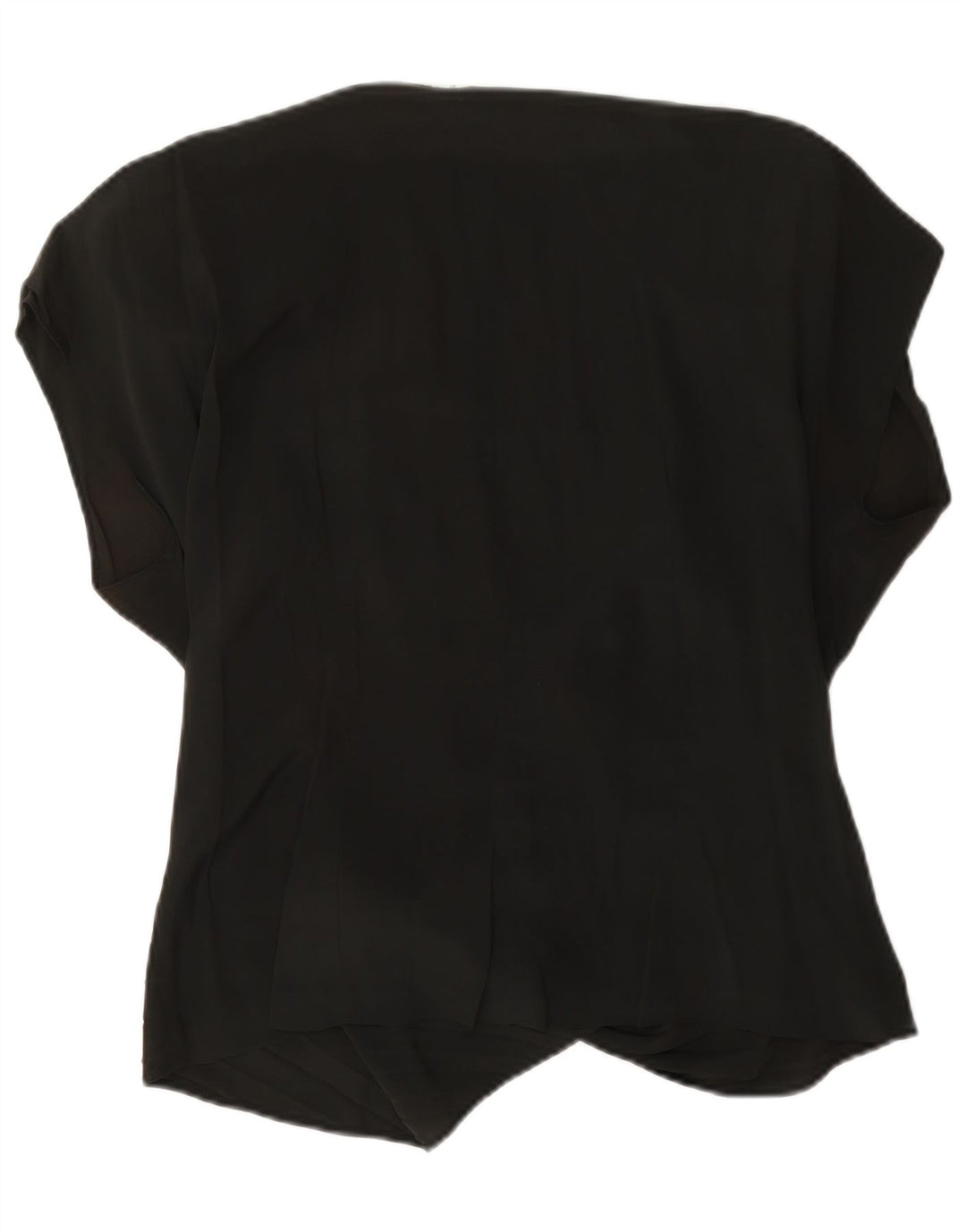 Vintage Damen Übergroße Wickelbluse Top US 4 Small Schwarz Acetat