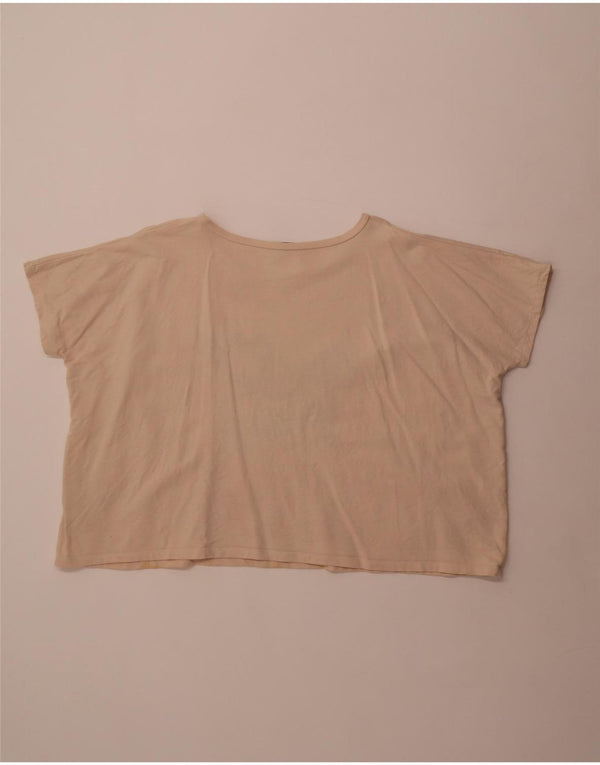 French Connection Damen Crop Graphic T-Shirt Top UK 14 Mittelbeige Baumwolle