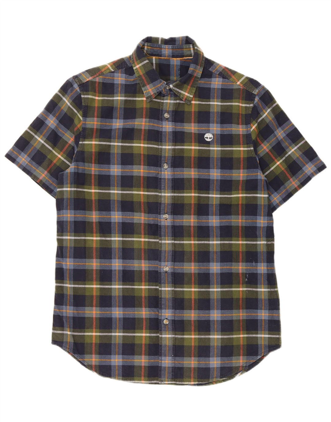 Timberland Herren-Kurzarmhemd aus mittelblauer, karierter Baumwolle