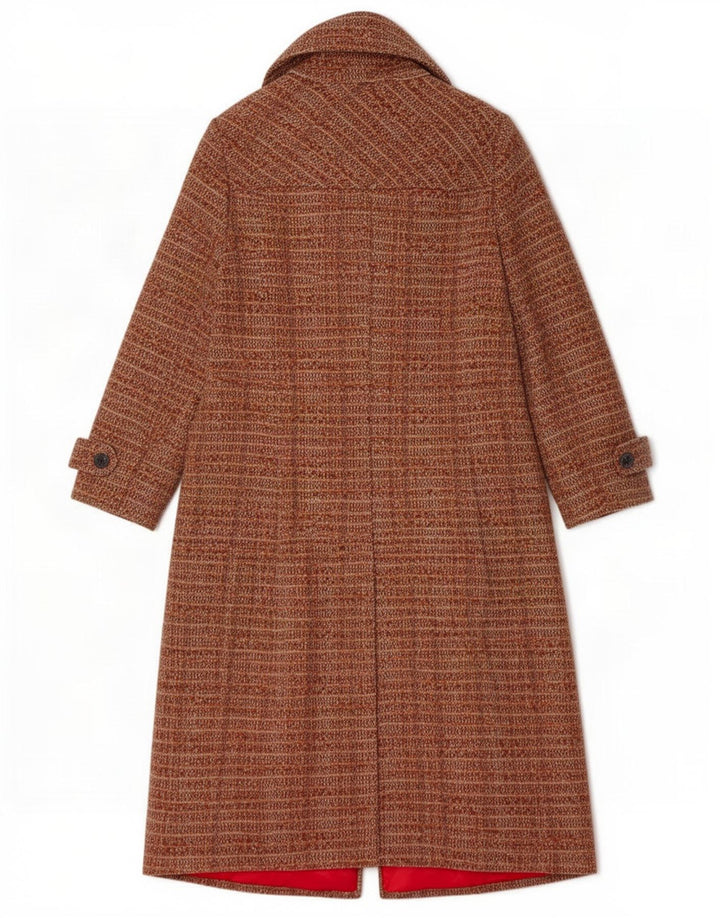 Aquascutum Damen Zweireihermantel UK 12 Mittelbraun gestreifte Wolle