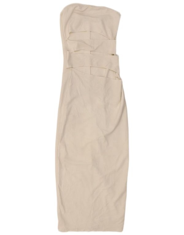 Zara Damen Cut-Out Trägerloses, figurbetontes Kleid UK 12 Mittelweiß