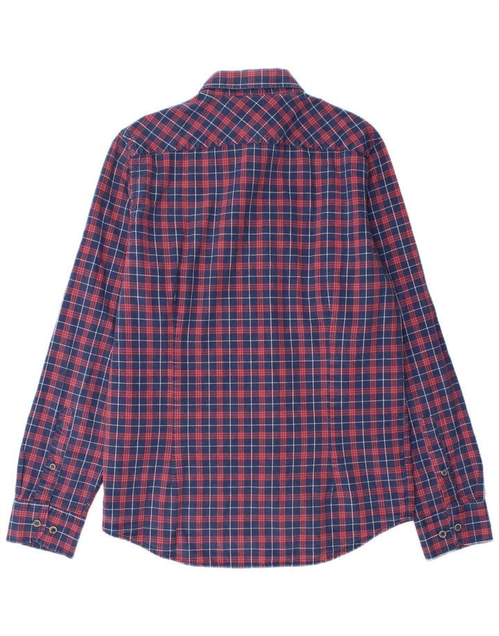 Marlboro Classics Herren-Flanellhemd, mittelblau, kariert, Baumwolle