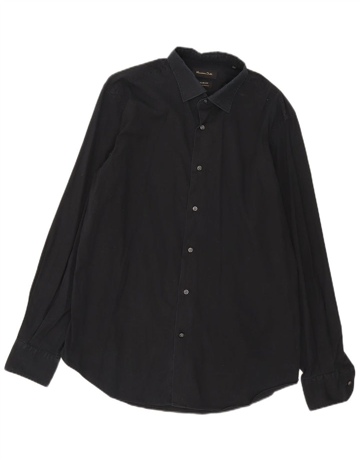 Massimo Dutti Herren Slim Fit Hemd XL Schwarz