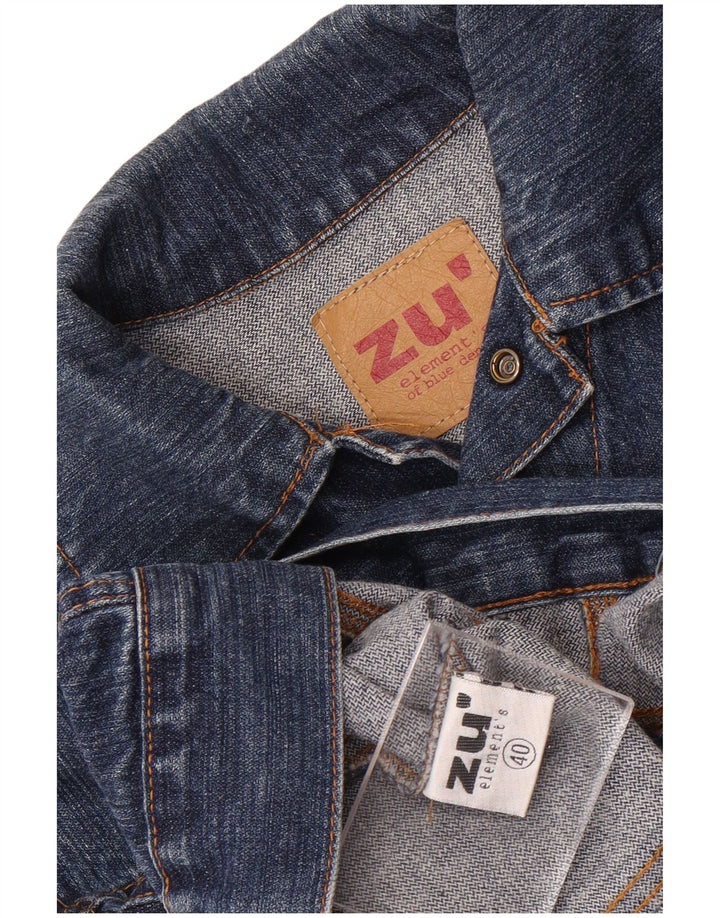 Zu Elements Damen Crop Denim Jacke IT 40 Small Blau Baumwolle