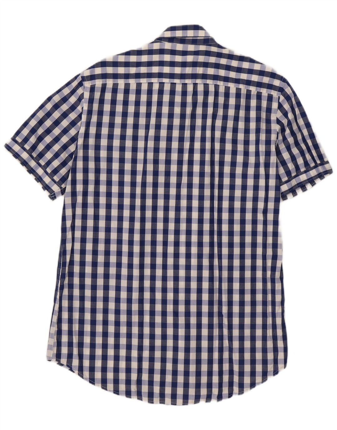 Carrera Herren-Kurzarmhemd, große blaue Gingham-Baumwolle