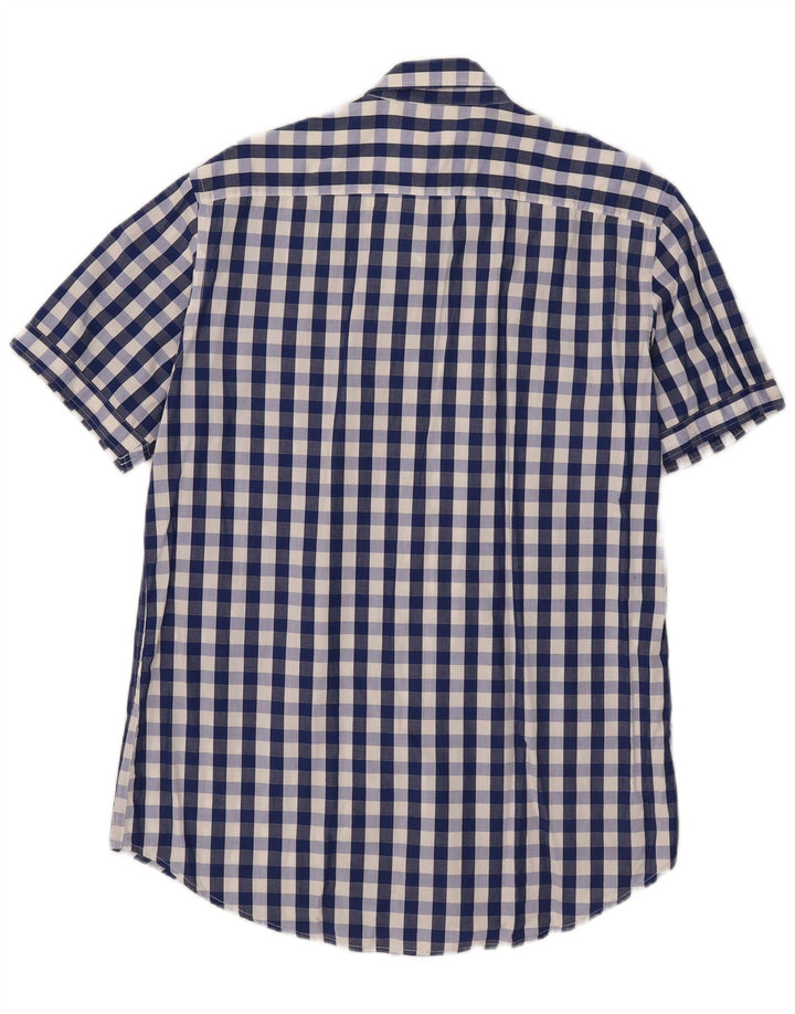 Carrera Herren-Kurzarmhemd, große blaue Gingham-Baumwolle