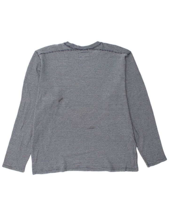 BONOBOS Herren-Top, langärmelig, XL, blaue Nadelstreifen-Baumwolle