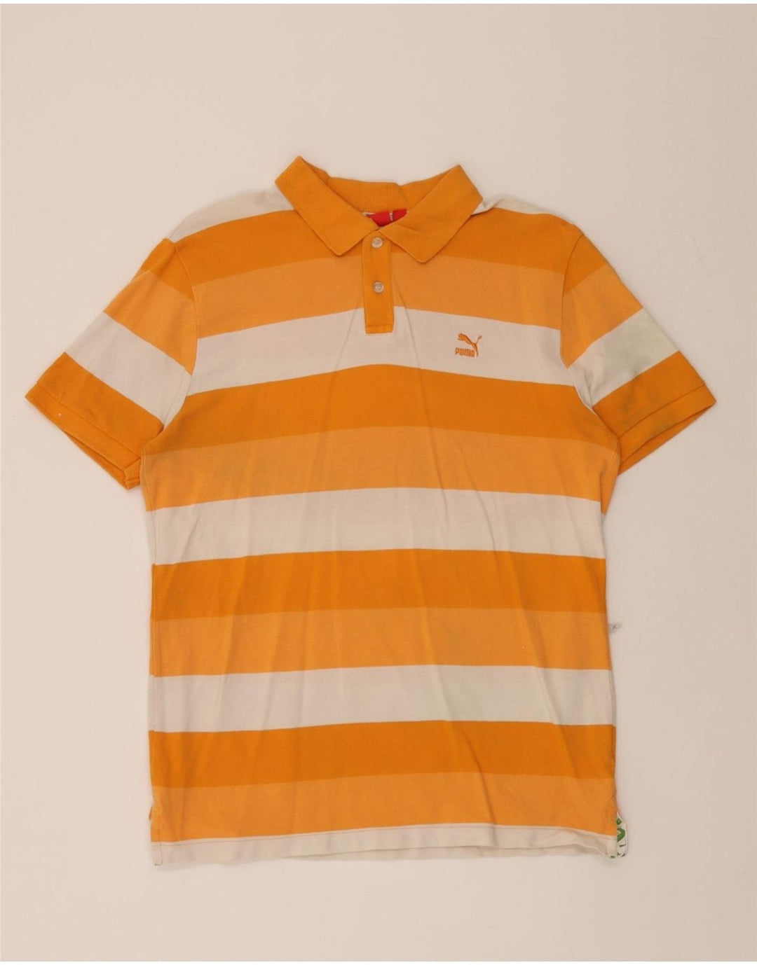 PUMA Mens Polo Shirt Small Orange Striped Vintage Puma and Second-Hand Puma from Messina Hembry 