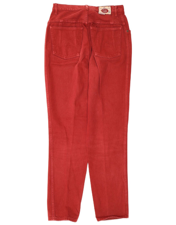 Stefanel Damen Tapered Jeans IT 42 Medium W26 L30 Burgunderrot