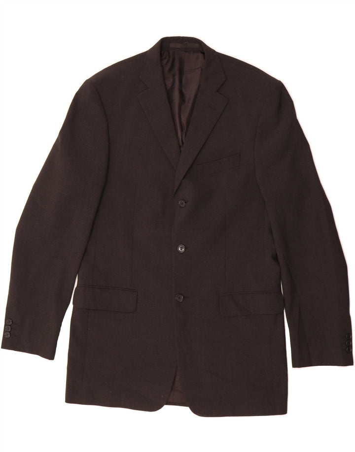 MARKS & SPENCER Mens 3 Button Blazer Jacket UK 40 Large Grey Polyester Vintage Marks & Spencer and Second-Hand Marks & Spencer from Messina Hembry 