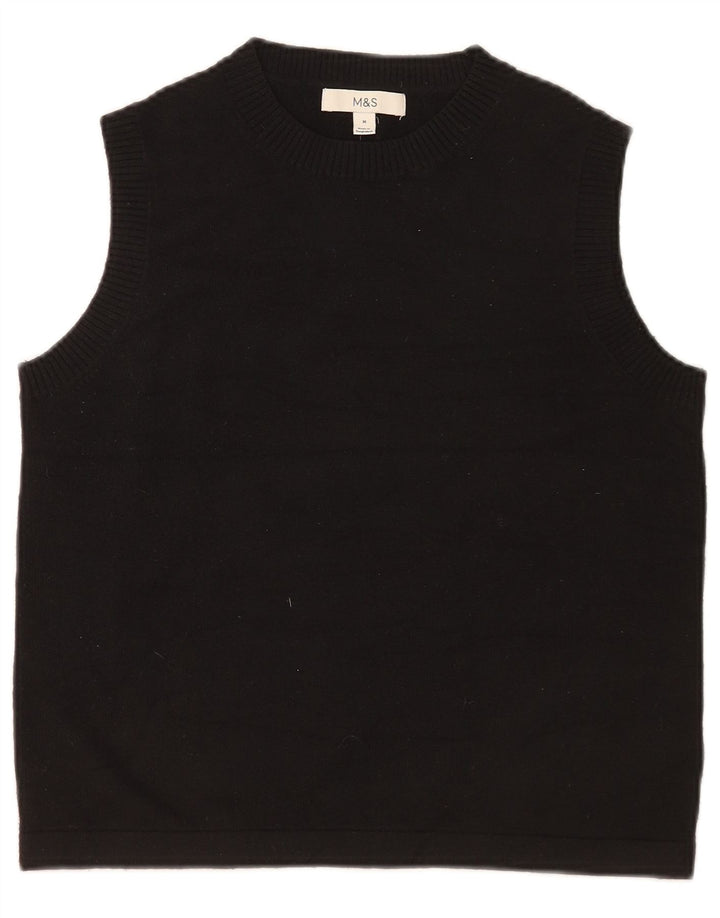 Marks & Spencer Damen Weste Tank Top UK 14 Medium Schwarz Polyester