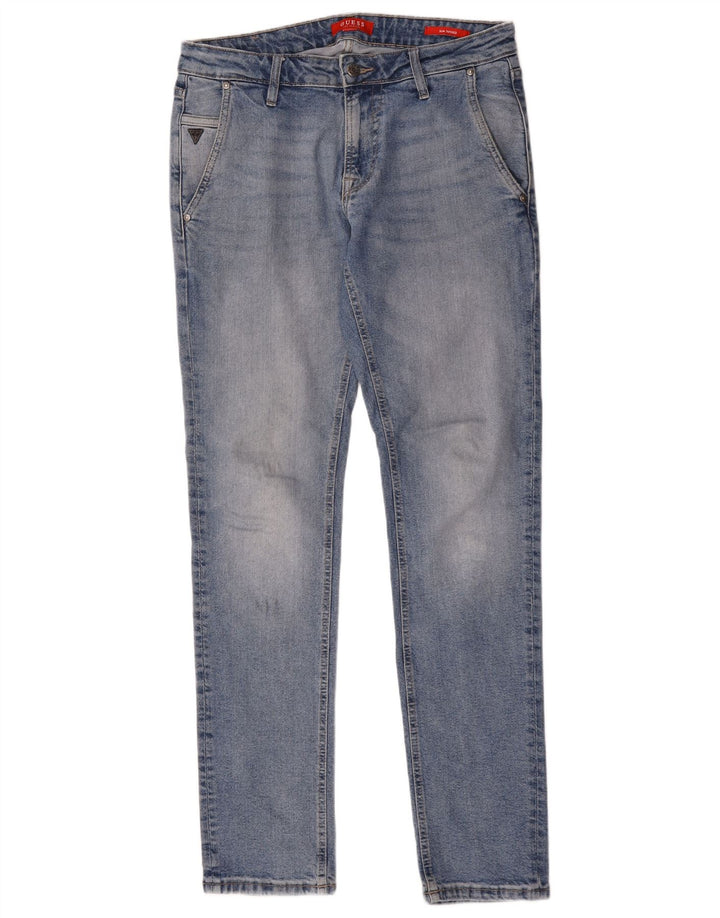 Guess Damen Slim Tapered Jeans W32 L34 Blaues Polyester