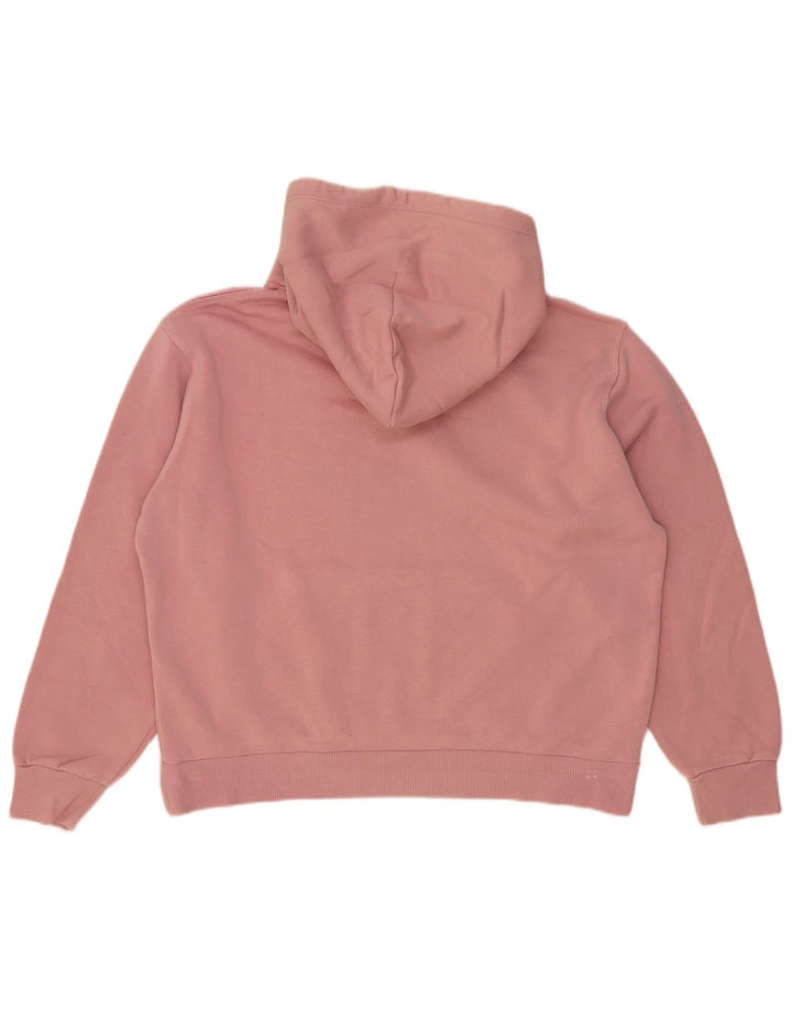 Converse Damen Übergroßer Kapuzenpullover UK 14 Mittelrosa Baumwolle