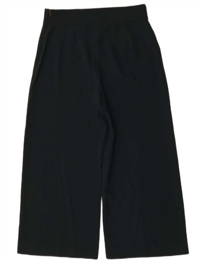 Zara Damen-Hose mit weitem Bein, kurz geschnitten, Größe L, W30, L26, Grün, Polyester