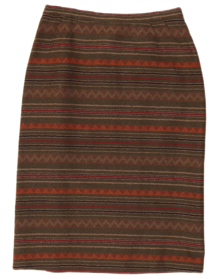 Vintage Damen Bleistiftrock W26 Klein Khaki gestreift