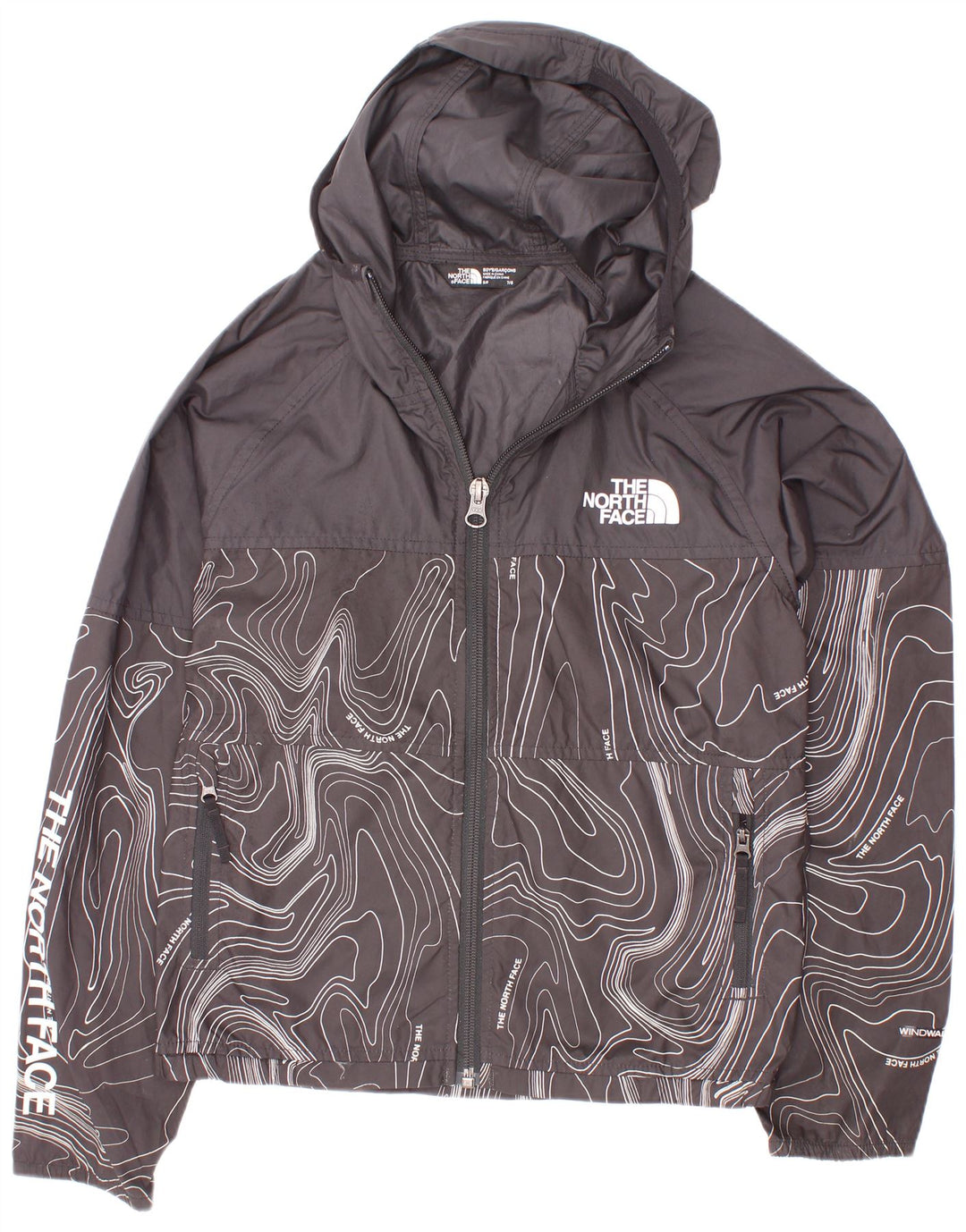 The North Face Jungen-Regenjacke mit grafischer Kapuze, 7–8 Jahre, Größe S, Schwarz