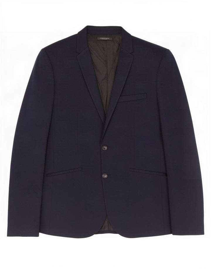 Zara Herren-Blazer mit 2 Knöpfen, UK 42, XL, Marineblau, Baumwolle