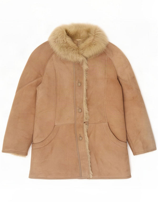 Vintage Womens Shearling Jacket IT 46 Large Beige