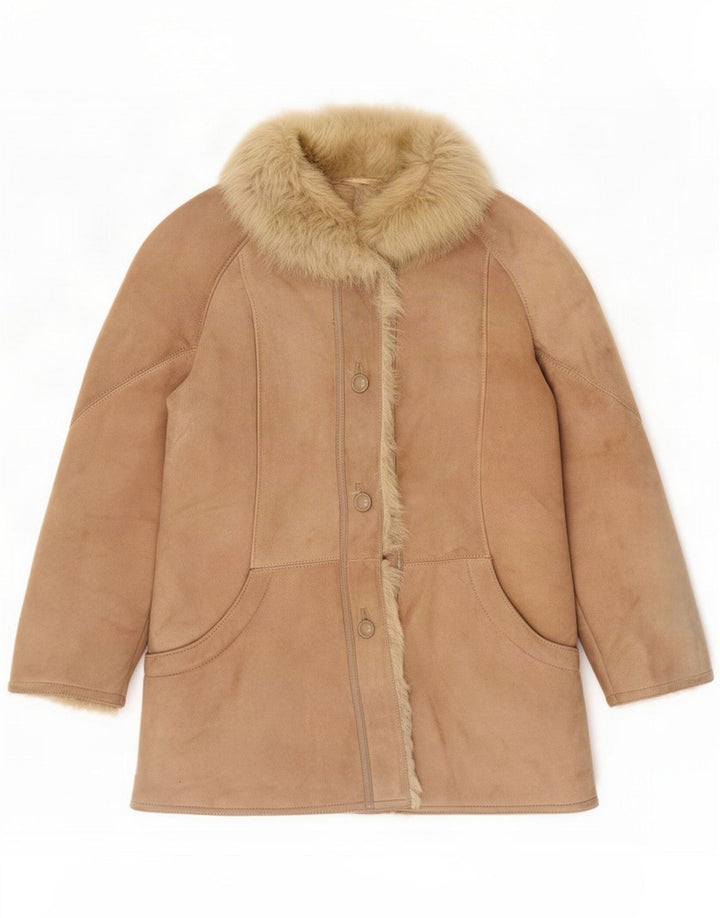 Vintage Damen Lammfelljacke IT 46 Large Beige