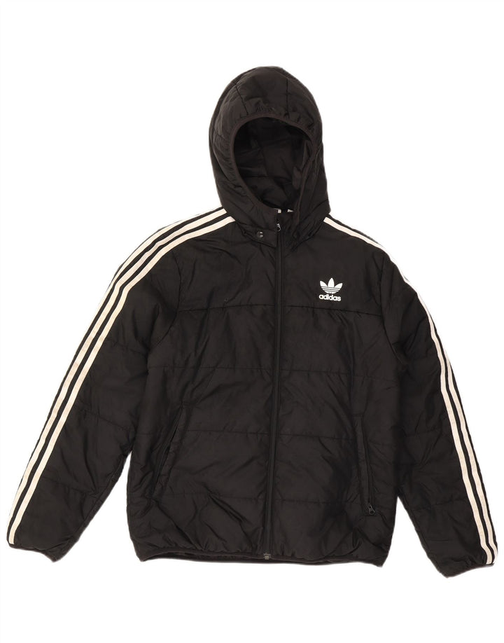 Adidas Jungen gepolsterte Kapuzenjacke 13–14 Jahre, schwarzes Polyester