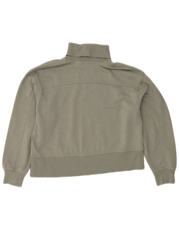 Zara Damen Crop Rollkragen Sweatshirt Pullover UK 14 Mittelgrüne Baumwolle
