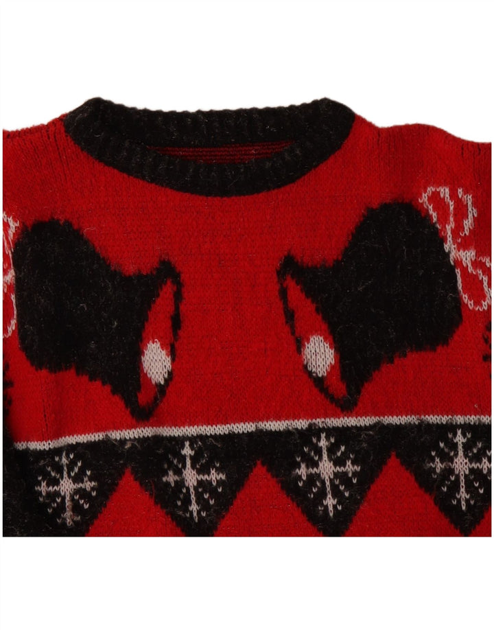 VINTAGE Herren Pullover mit Rundhalsausschnitt XL Rot Fair Isle