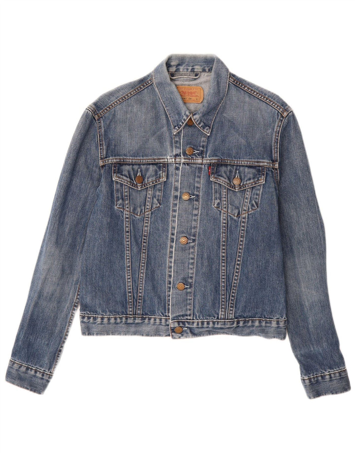 LEVI'S Damen Jeansjacke UK 14 Große blaue Baumwolle