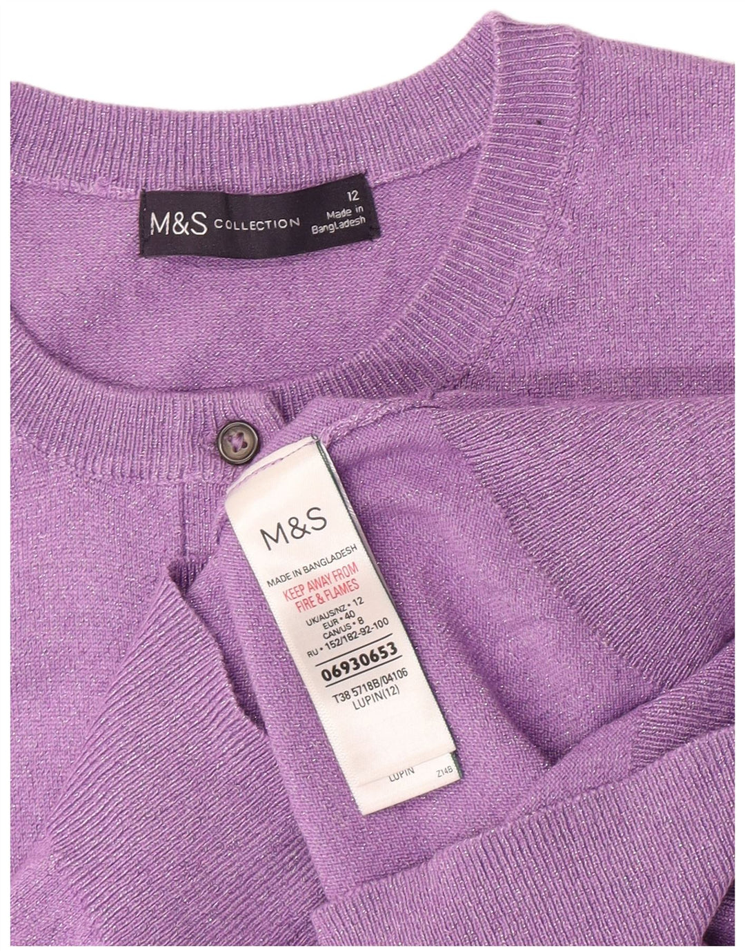 Marks & Spencer Damen-Cardigan-Pullover UK 12 Mittellila Viskose