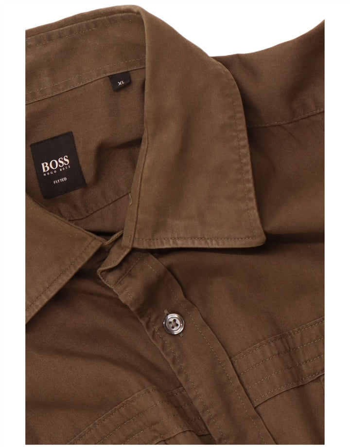 HUGO BOSS Herren-Hemd, tailliert, XL, Braun