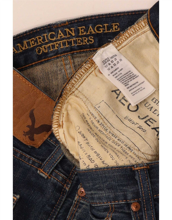 American Eagle Herren Straight Jeans W33 L32 Blaue Baumwolle