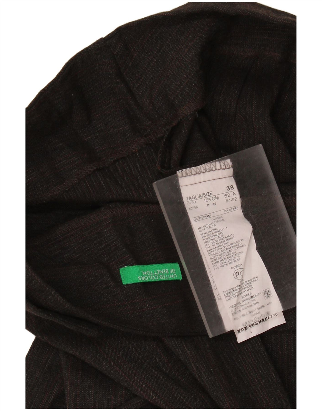 BENETTON Damen Bootcut-Anzughose IT 38 XS W26 L33 Braun gestreift