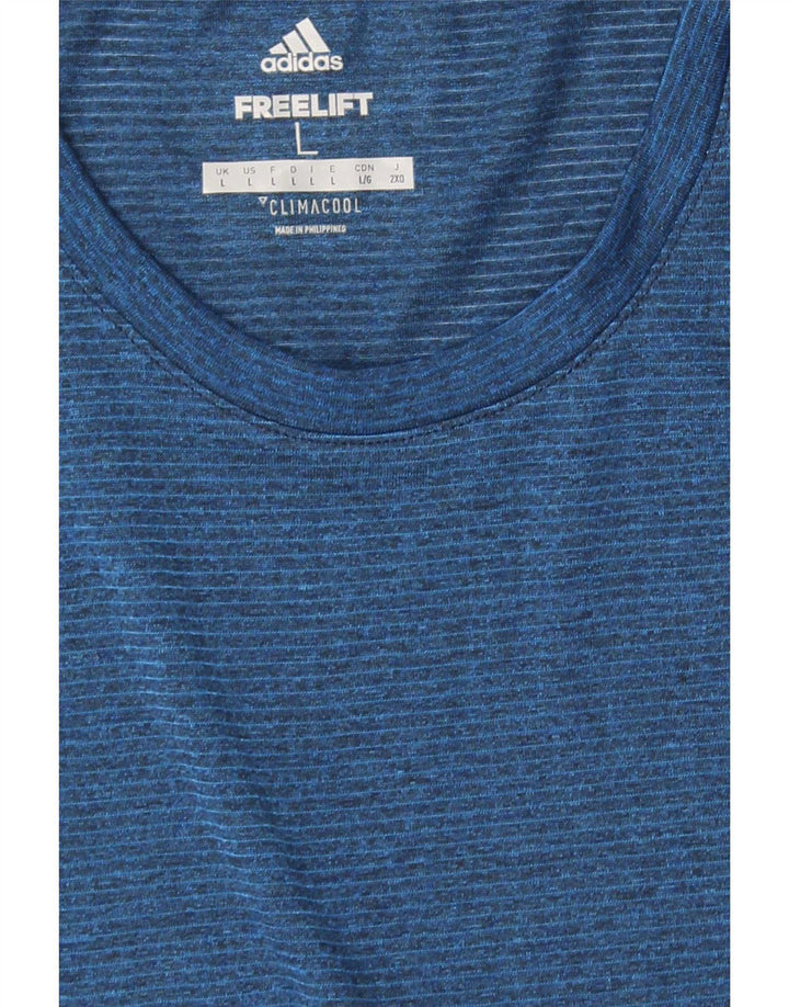 Adidas Herren Climacool T-Shirt Top Large Marineblau Nadelstreifen
