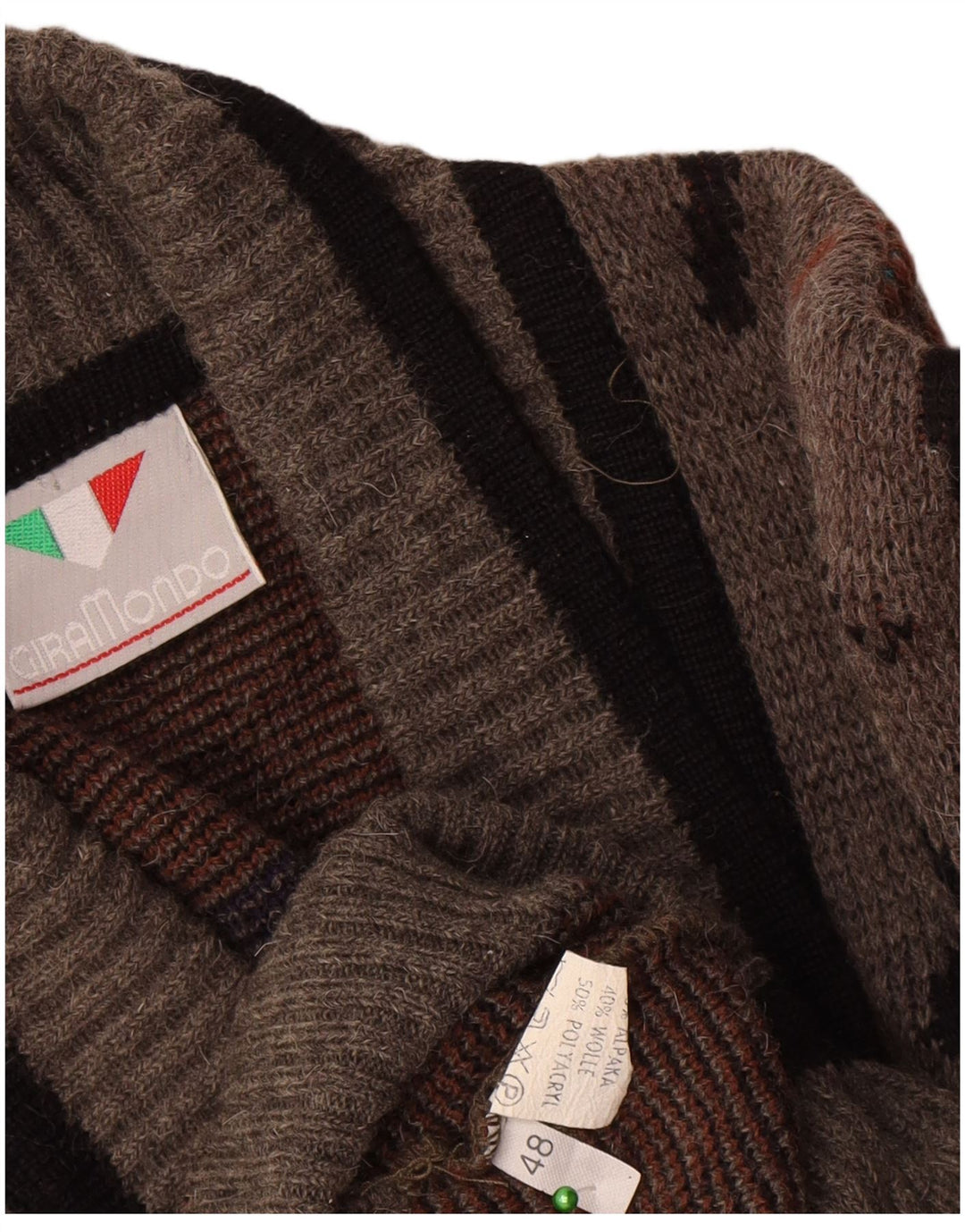 Giramondo Herren-Strickjacke, zweireihig, Größe IT 48, mittelgrau, geometrisch